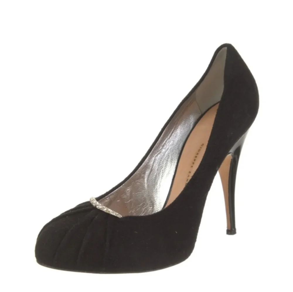 GIUSEPPE ZANOTTI | Black Suede Crystal Embellished Pumps in‎ Size US 8.5